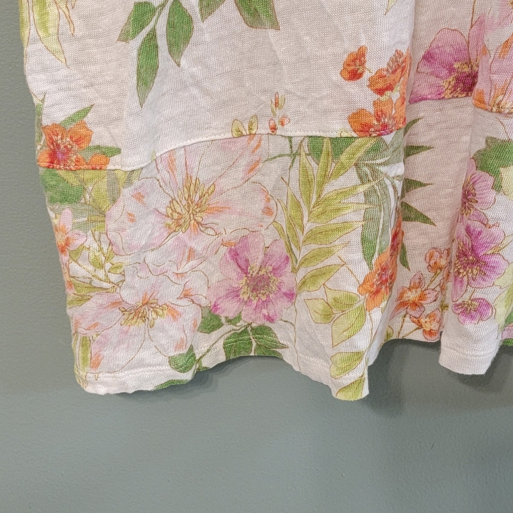 J.Jill Love‎ Linen Womens Floral Coastal Beachy Lightweight Top Size XL - Picture 9 of 11